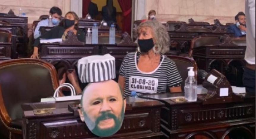 La diputada quilmea Mnica Frade asisti al Congreso vestida de presa para reclamar por la situacin en Formosa