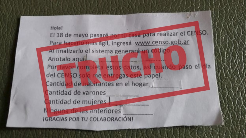 Advierten que falsos censistas buscan obtener informaci�n de las viviendas en Bernal