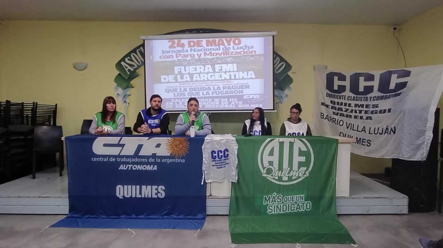 ATE Quilmes convoca junto a la CTAA a un paro nacional contra el acuerdo con el FMI
