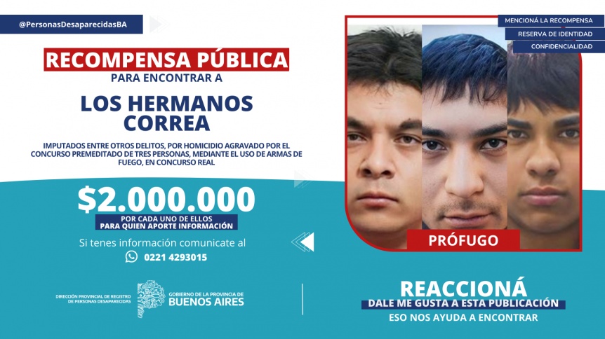 Varela: Ofrecen recompensas de dos millones de pesos por tres hermanos pr�fugos