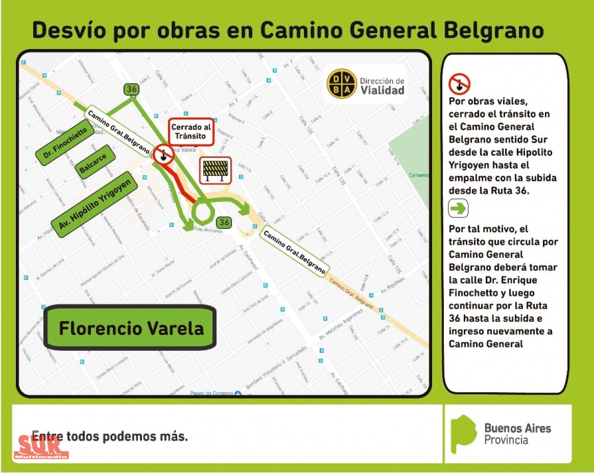 Florencio Varela: Desvos por obras en Camino General Belgrano