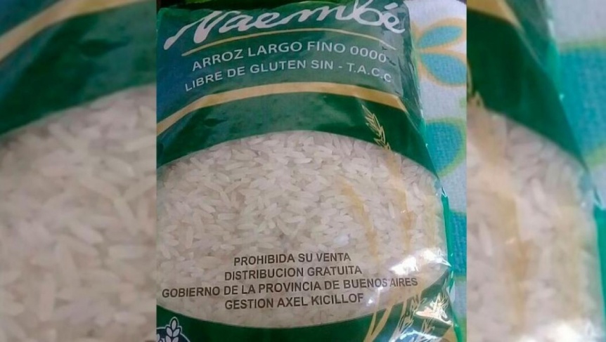 Kicillof desminti que la Provincia entregue arroz en paquetes que llevan su nombre