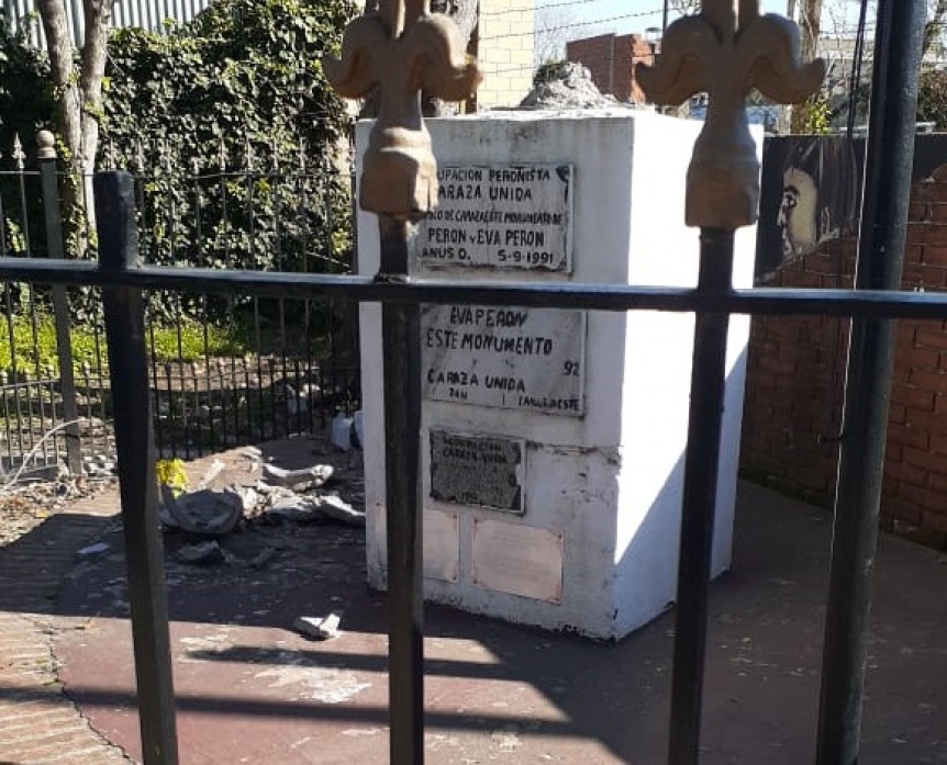 El Municipio de Lans repudi el vandalismo contra el busto de Pern en Villa Caraza